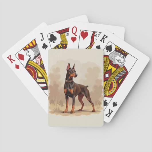 Red Rust Brown Doberman Pinscher Dog トランプ (裏面)