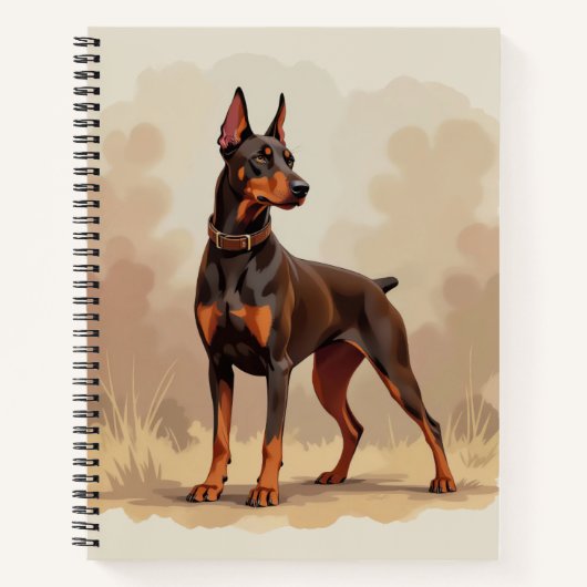 Red Rust Brown Doberman Pinscher Dog ノートブック (正面)
