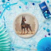 Red Rust Brown Doberman Pinscher Dog ペーパープレート (パーティー)