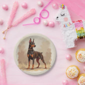Red Rust Brown Doberman Pinscher Dog ペーパープレート (パーティー)