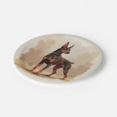 Red Rust Brown Doberman Pinscher Dog ペーパープレート (アングル)