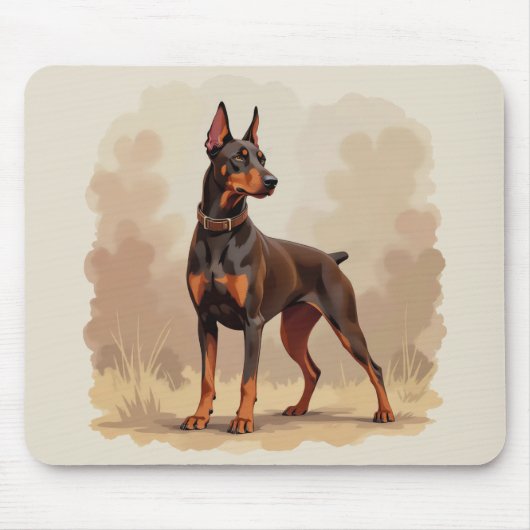 Red Rust Brown Doberman Pinscher Dog マウスパッド (正面)