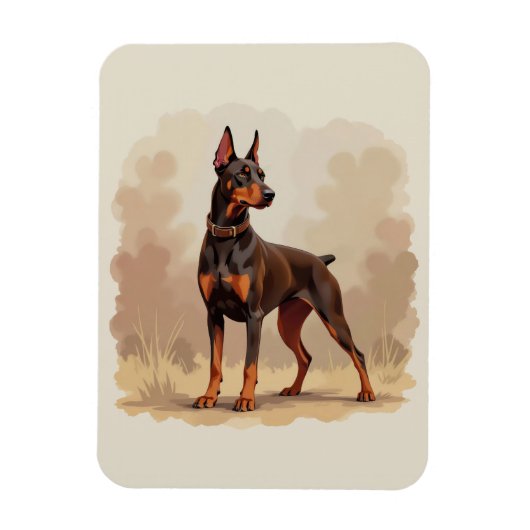 Red Rust Brown Doberman Pinscher Dog マグネット (縦)