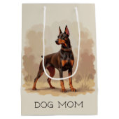 Red Rust Brown Doberman Pinscher Dog ミディアムペーパーバッグ (裏面)