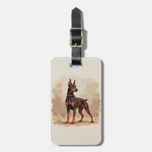 Red Rust Brown Doberman Pinscher Dog ラゲッジタグ (正面縦)