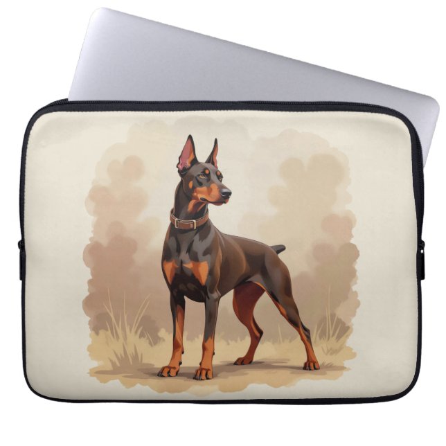 Red Rust Brown Doberman Pinscher Dog ラップトップスリーブ (正面)