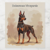 Red Rust Brown Doberman Pinscher Dog ワインラベル (シングルラベル)