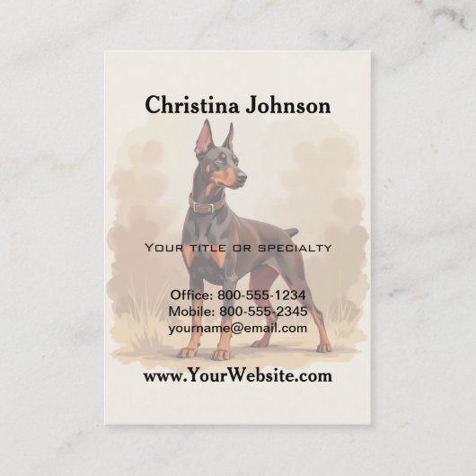 Red Rust Brown Doberman Pinscher Dog 名刺 (裏面)