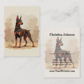 Red Rust Brown Doberman Pinscher Dog 名刺 (正面/裏面)