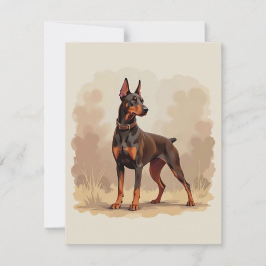 Red Rust Brown Doberman Pinscher Dog 招待状 (正面)