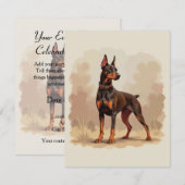 Red Rust Brown Doberman Pinscher Dog 招待状 (正面/裏面)