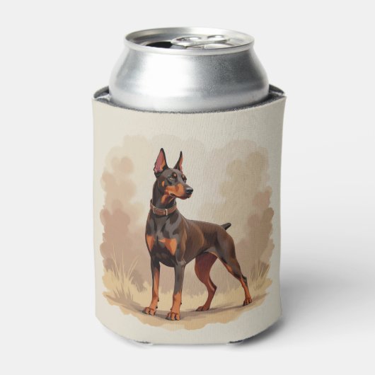 Red Rust Brown Doberman Pinscher Dog 缶クーラー (缶正面)