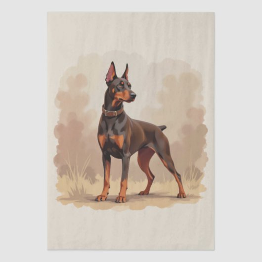 Red Rust Brown Doberman Pinscher Dog 薄葉紙 (正面)