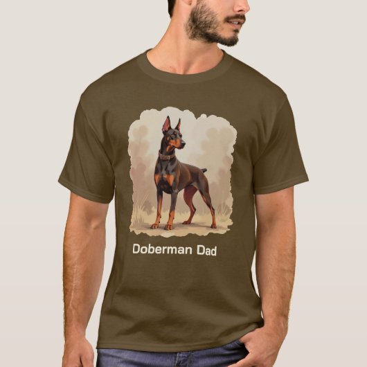 Red Rust Brown Doberman Pinscher Dog Dad Tシャツ (正面)