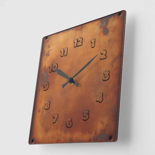 red rust object スクエア壁時計 (傾斜)