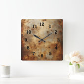 red rust on steel スクエア壁時計 (ホーム)