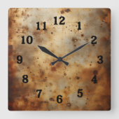 red rust on steel スクエア壁時計 (正面)