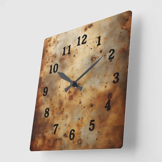 red rust on steel スクエア壁時計 (傾斜)