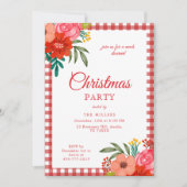 Red Rustic Botanical Christmas Invitation シーズンカード (正面)