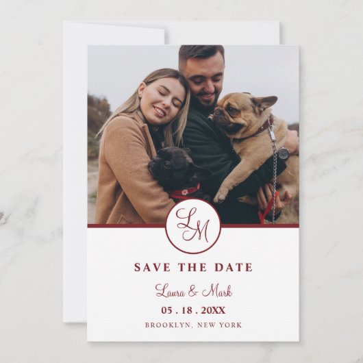 Red Rustic Photo Minimalist Wedding Initials  (正面)