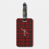 Red Rustic Plaid Chic Typography Monogrammed ラゲッジタグ (裏面縦)