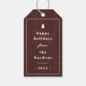 Red Rustic Tree Woodgrain Christmas Gift Tag ギフトタグ (正面)