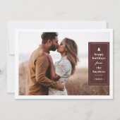 Red Rustic Tree Woodgrain Christmas Photo Card 招待状 (正面)