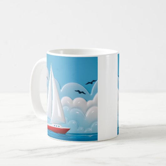 Red Sailboat Cloud コーヒーマグカップ (正面左)