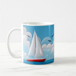 Red Sailboat Cloud コーヒーマグカップ