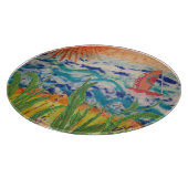 Red Sailboat Red Sun  カッティングボード (角)