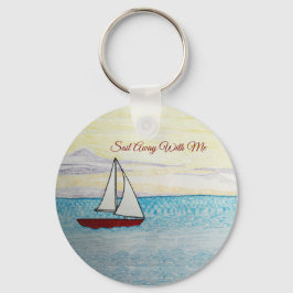 Red Sailboat Sail Away With Me キーホルダー