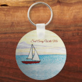 Red Sailboat Sail Away With Me キーホルダー (正面)