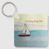Red Sailboat Sail Away With Me キーホルダー (正面)