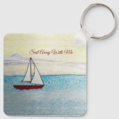 Red Sailboat Sail Away With Me キーホルダー (裏面)