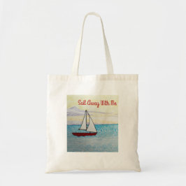 Red Sailboat Sail Away With Me トートバッグ