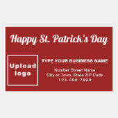 Red Saint Patrick Business Rectangle Sticker 長方形シール (正面)