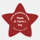 Red Saint Patrick Business Star Shape Sticker 星シール (正面)