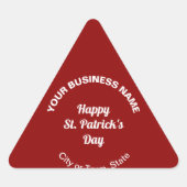 Red Saint Patrick Business Triangle Sticker 三角形シール (正面)