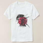 Red Samurai Warrior – Powerful Japanese Spirit Art Tシャツ (デザイン正面)