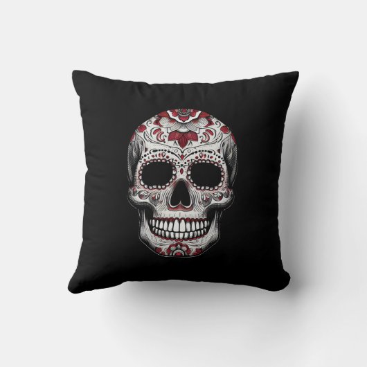 Red Sancho Skull Color Red クッション (裏面)