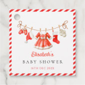Red Santa Baby Baby Shower フェイバータグ (正面)