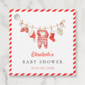 Red Santa Baby Baby Shower フェイバータグ (正面)