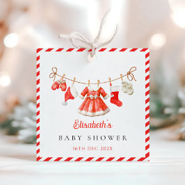 Red Santa Baby Baby Shower フェイバータグ