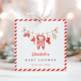 Red Santa Baby Baby Shower フェイバータグ