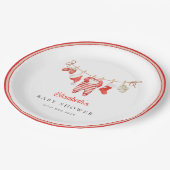 Red Santa Baby Baby Shower ペーパープレート (アングル)