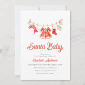 Red Santa Baby Baby Shower Invitation 招待状 (正面)