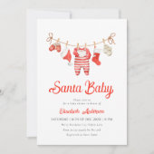 Red Santa Baby Baby Shower Invitation 招待状 (正面)