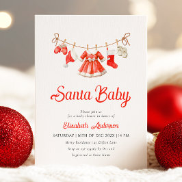 Red Santa Baby Baby Shower Invitation 招待状