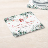 Red Santa Baby Christmas Baby Clothes Baby Shower スクエアペーパーコースター (アングル)