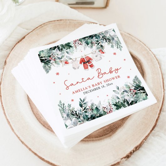 Red Santa Baby Christmas Baby Clothes Baby Shower スタンダードランチョンナプキン